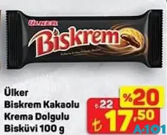 ÜLKER BİSKREM KAKAOLU KREMA DOLGULU BİSKÜVİ 100 G fiyat ve kampanya bilgisi
